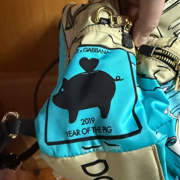 Dolce & Gabbana Year of the pig nylon Beige and Blue Cartoon Backpack main image 4